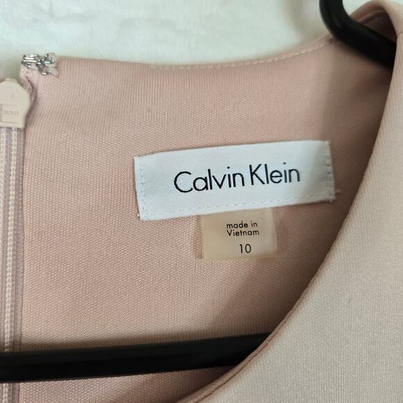 Calvin Klein Color Block Sheath Dress Womens 10 Knee Length Sleeveless 0679 - Picture 5 of 10